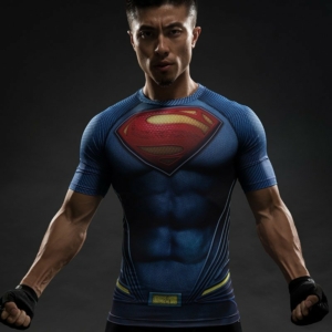 Superman рашгард с логотипом - Batman VS Superman T Shirt Tee 3D Printed T shirts Men Short Raglan sleeve Fitness Cosplay