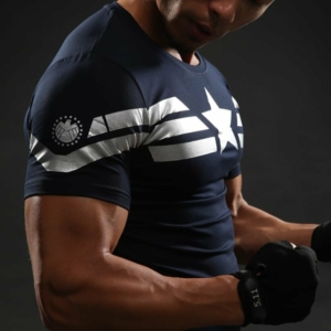 Рашгард Капитан Америка Короткий Рукав Звезда Рашгарды-футболки