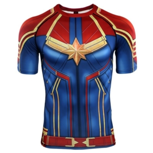 Рашгард футболка Капитан Марвел для зала - 3D Printed T shirts Men Captain Compression Shirts Raglan Sleeve 2019 Short Sleeve Comics Cosplay Costume 6