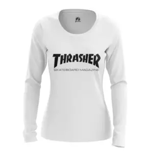 Купить Атрибутику Лонгслив Thrasher Белая Надпись Женский Мерч