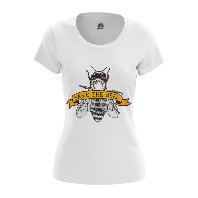 Купить атрибутику Женская Футболка Save the bees Сохраните пчёл атрибутика