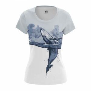 Женская футболка Кит в океане Принт Киты Футболки
